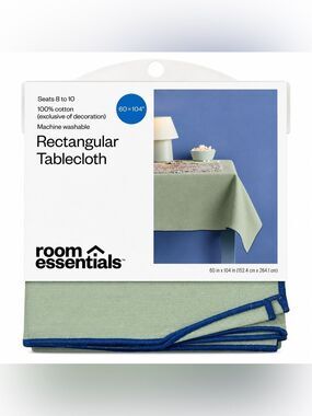 Room Essentials Pastel Stripe Rectangular Tableclothgreen 60X104 new